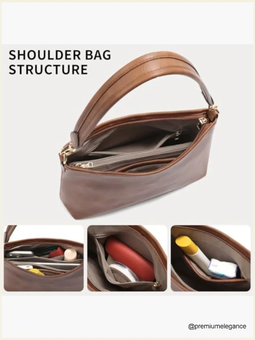 Vegan Leather Crescent Hobo Bag Cross Body Purse with Strap